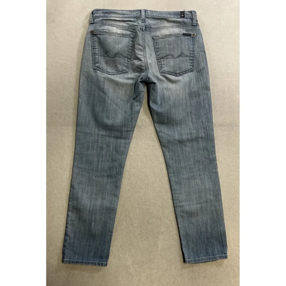 7 Seven For All Mankind Jeans Women 27 Blue Josefina Skinny Boyfriend Button Fly